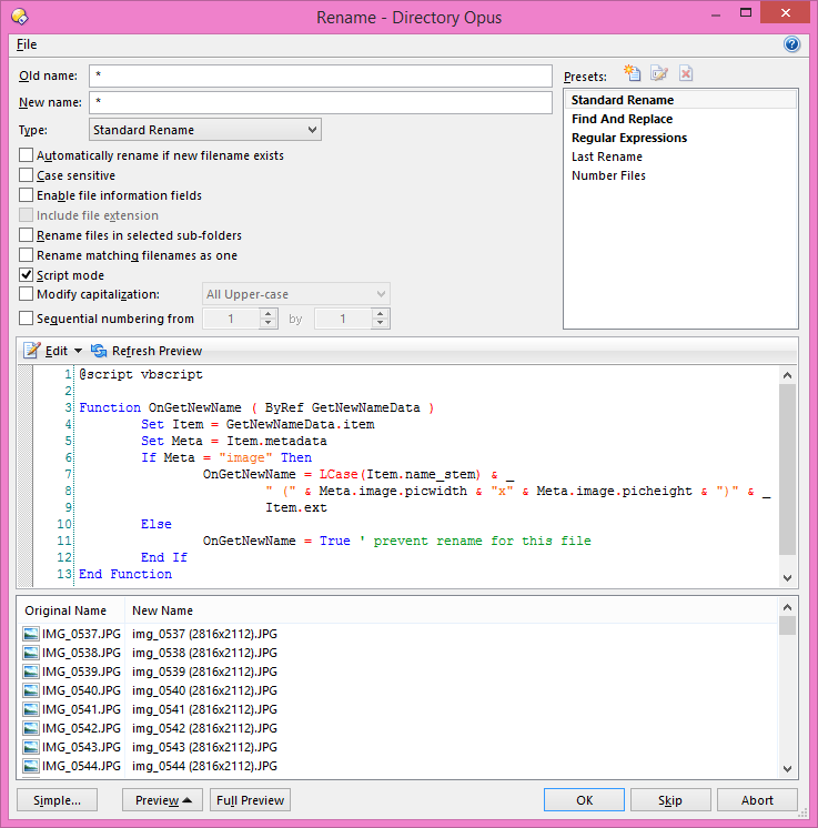 Rename Scripts